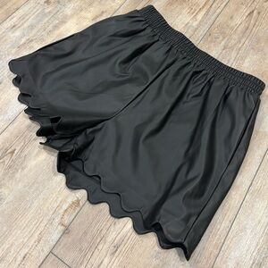 Entro Black Faux Leather Scallop Shorts Size S